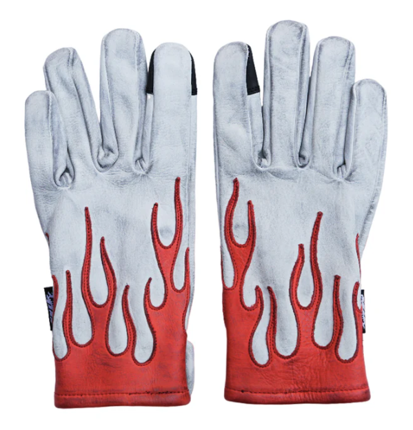 Orange Flame Gloves Dirty White