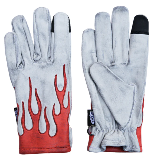 Orange Flame Gloves Dirty White