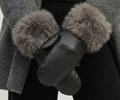 Luxe Faux Fur Cuffed Mittens Black/Espresso