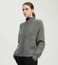 Alpaca Bomber Zip Up Cardigan Earth
