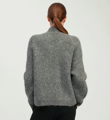 Alpaca Bomber Zip Up Cardigan Earth