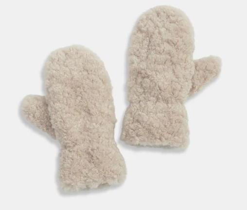 Faux Shearling Mittens Beige