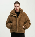 Teddy Boucle Puffer Jacket Camel