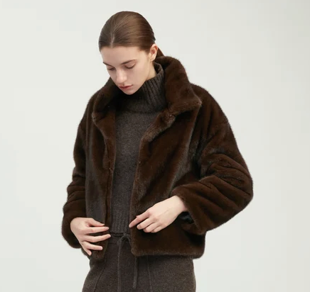 Faux Mink Fur Jacket Espresso
