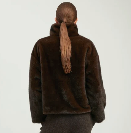 Faux Mink Fur Jacket Espresso