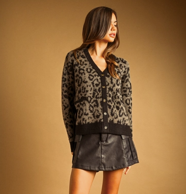 Leopard Button Cardigan Sweater