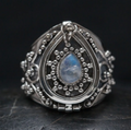 Moonstone Sterling Poison Ring