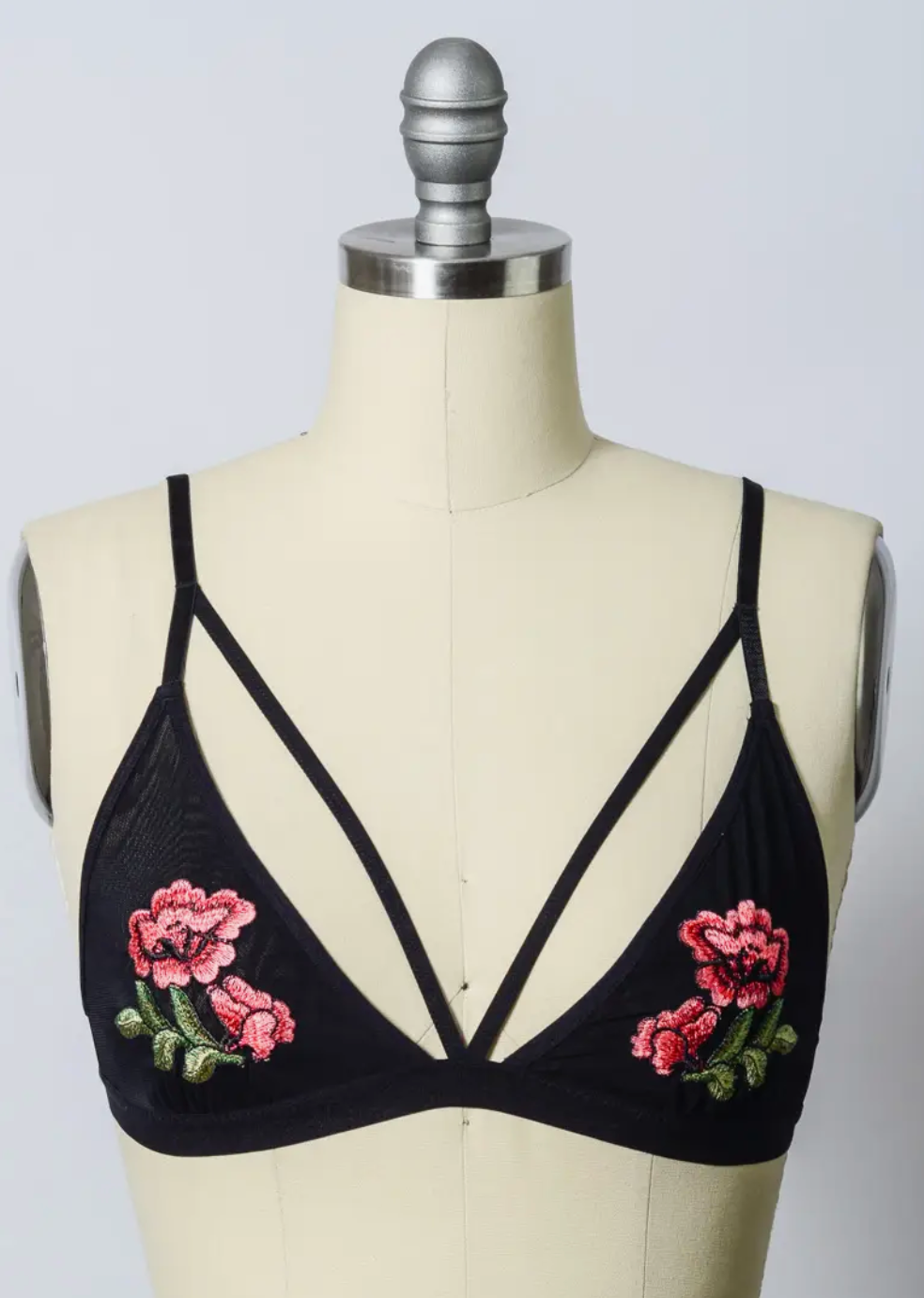 Rose Patch Bralette Black