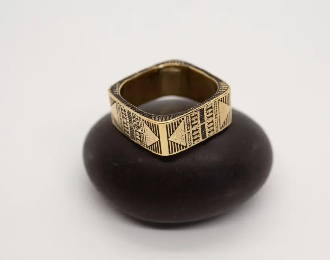 Etched Square Brass Ring