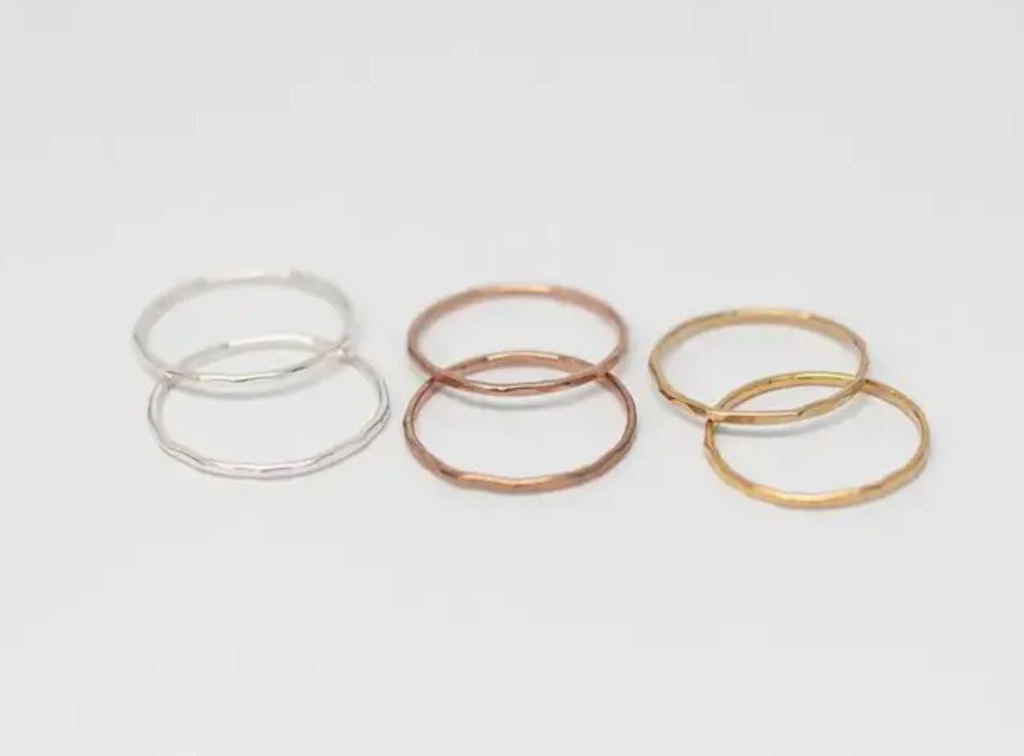 Thin Hammered 14k Rose Gold Fill Rings