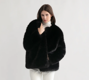 Faux Mink Fur Jacket Black