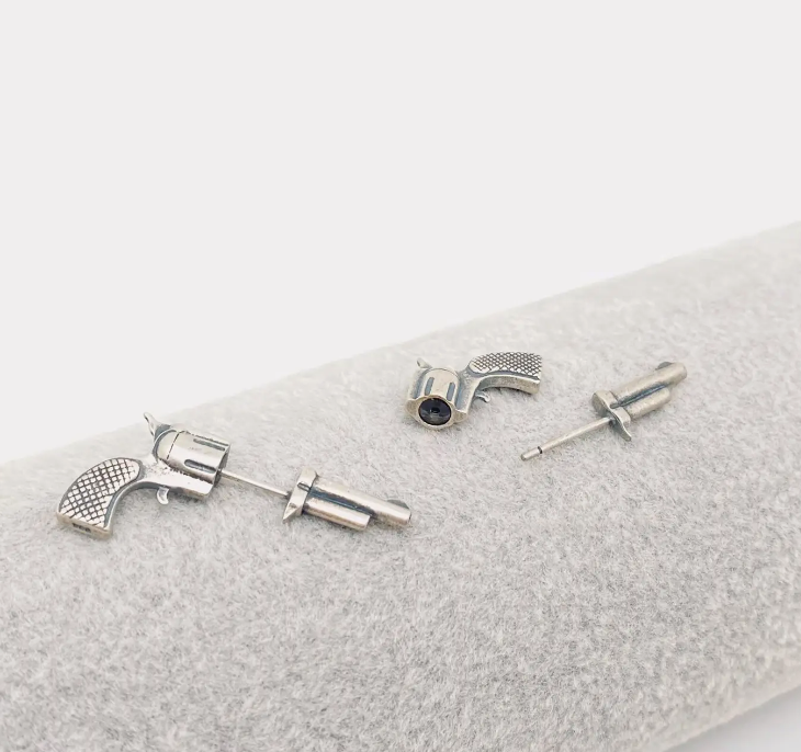 Sterling Pistol Stud Earrings