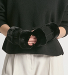 Shearling Fingerless Gloves Black