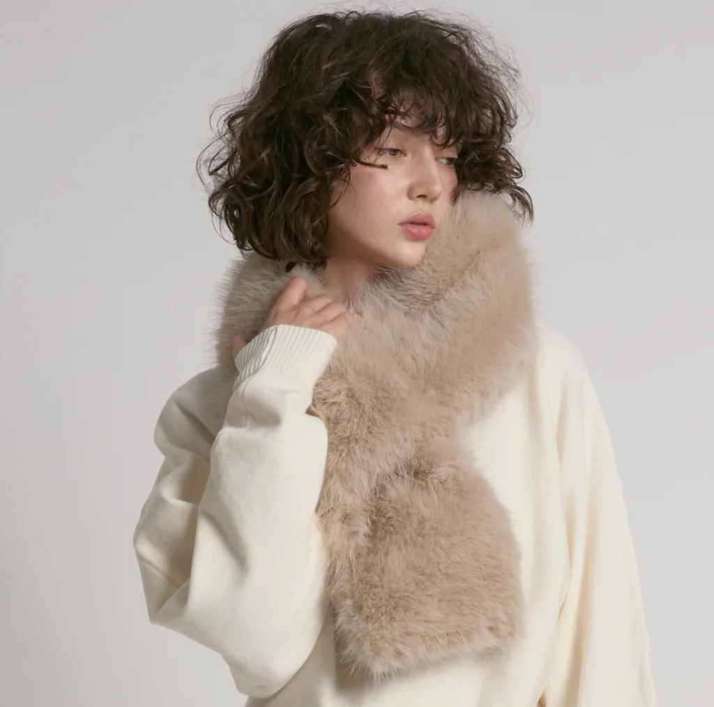 Sacha Keyhole Fur Scarf Stone