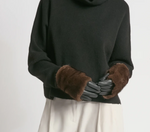 Luxe Fur Overlay Gloves Brown / Black