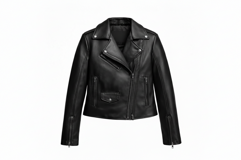 Joan Leather Crop Jacket Black