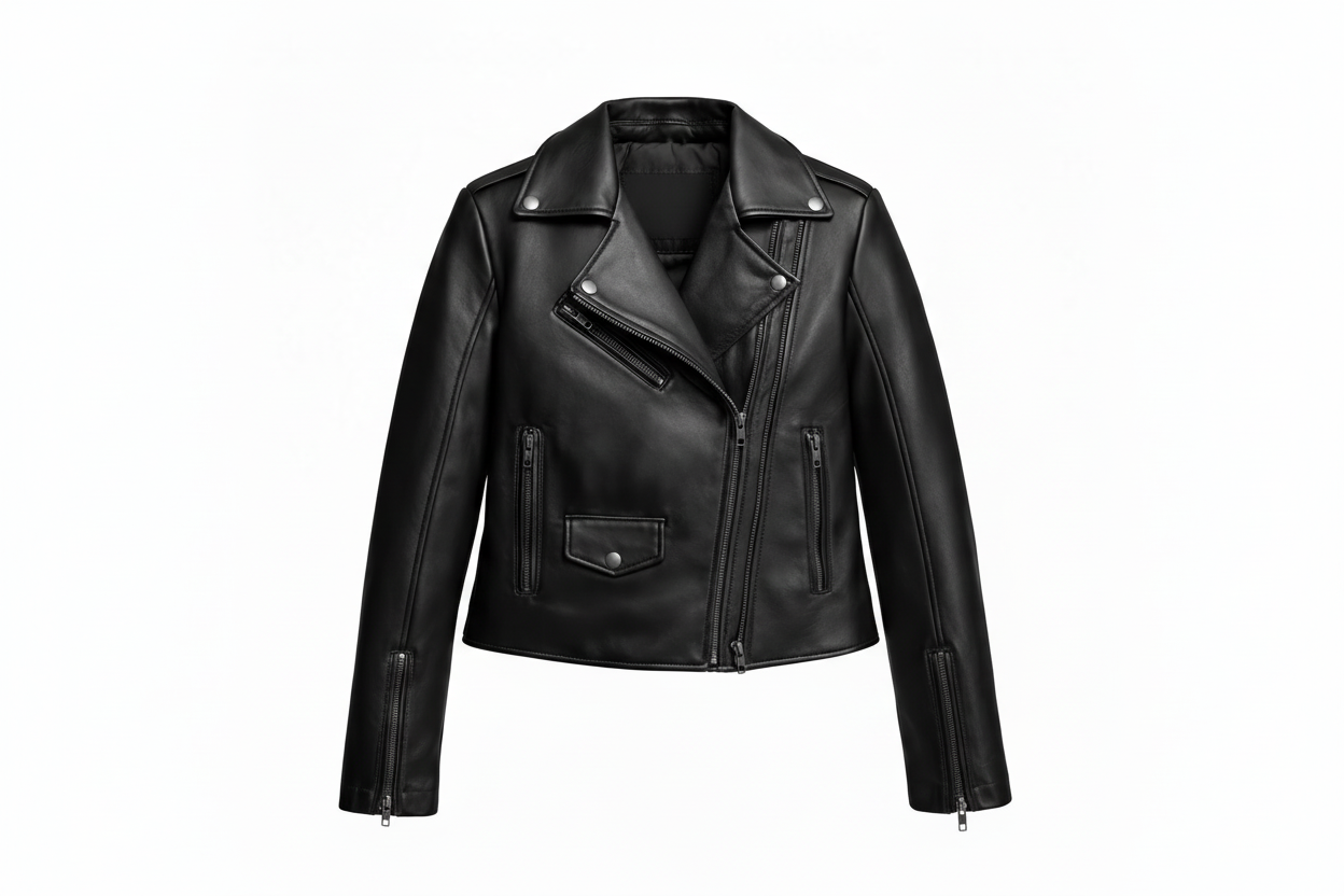 Joan Leather Crop Jacket Black