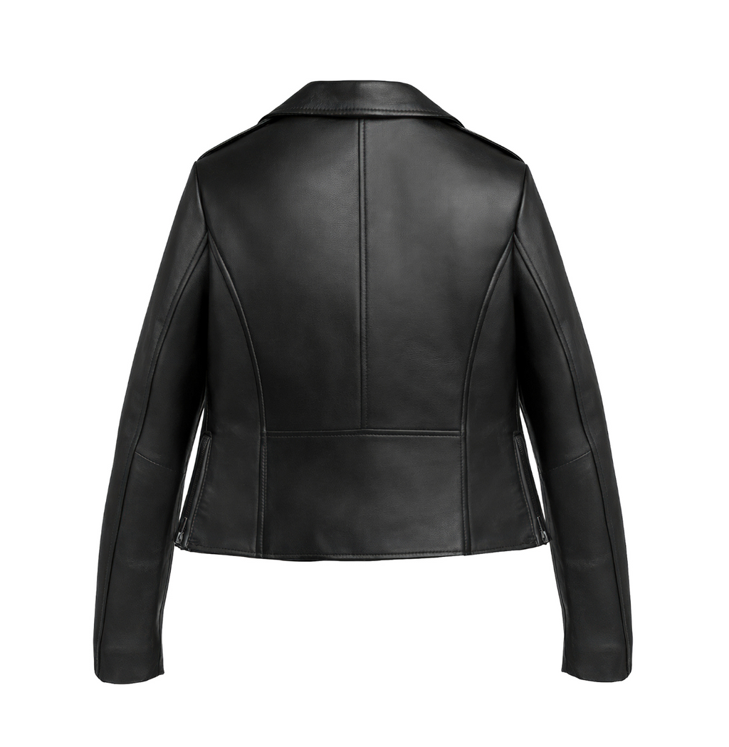 Joan Leather Crop Jacket Black