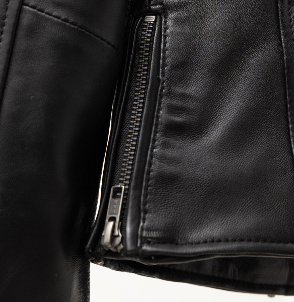 Joan Leather Crop Jacket Black