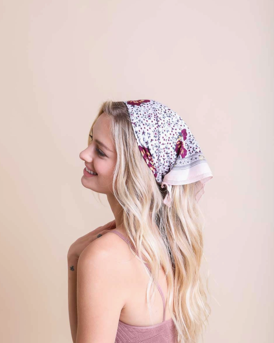 Orchid Floral Bandana White / Pink