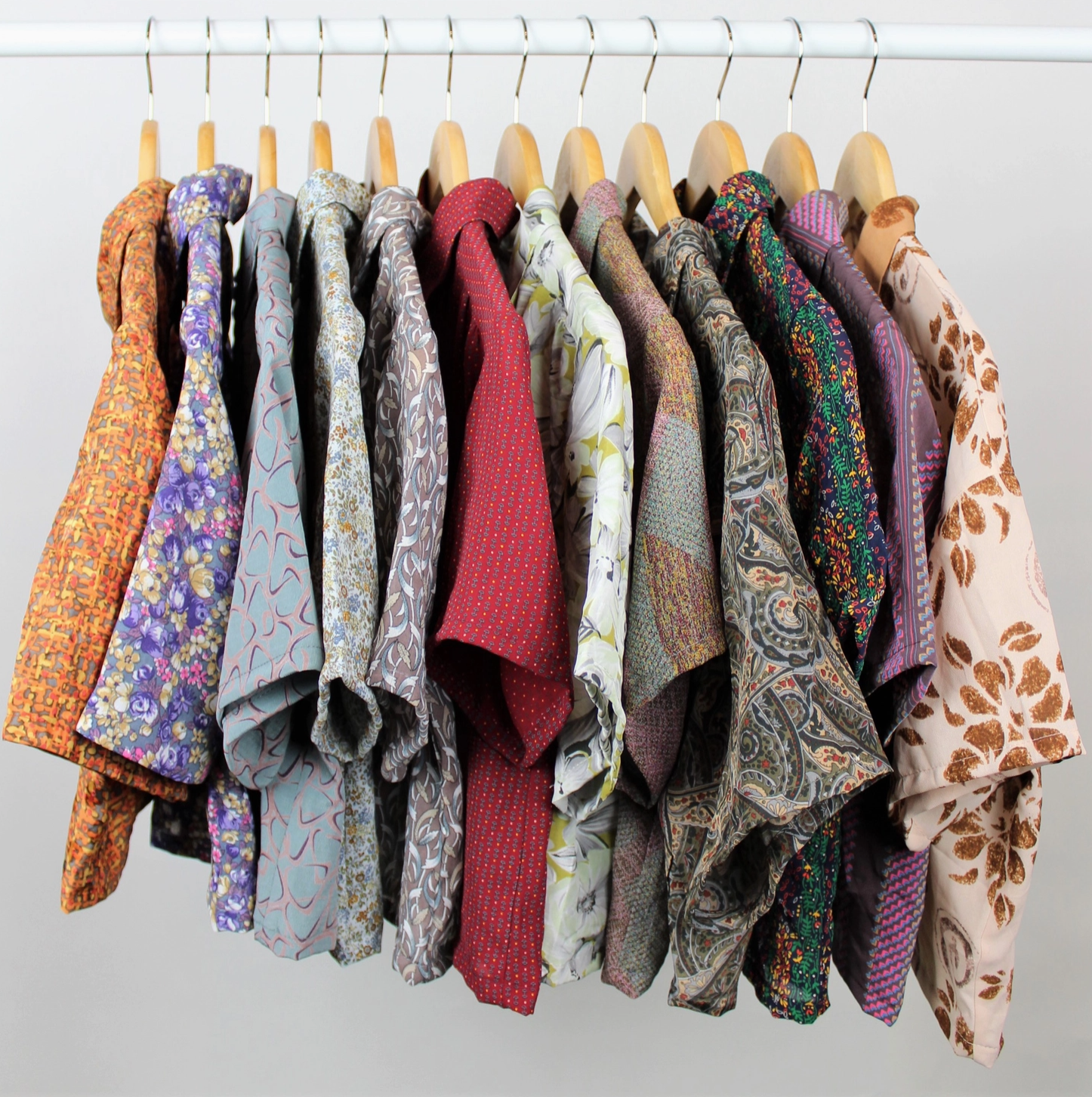 Reworked Cropped Short-Sleeve Button Up Blouse Assorted
