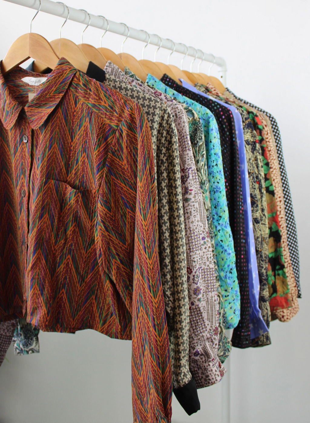 Reworked Cropped Long-Sleeve Button Up Blouse