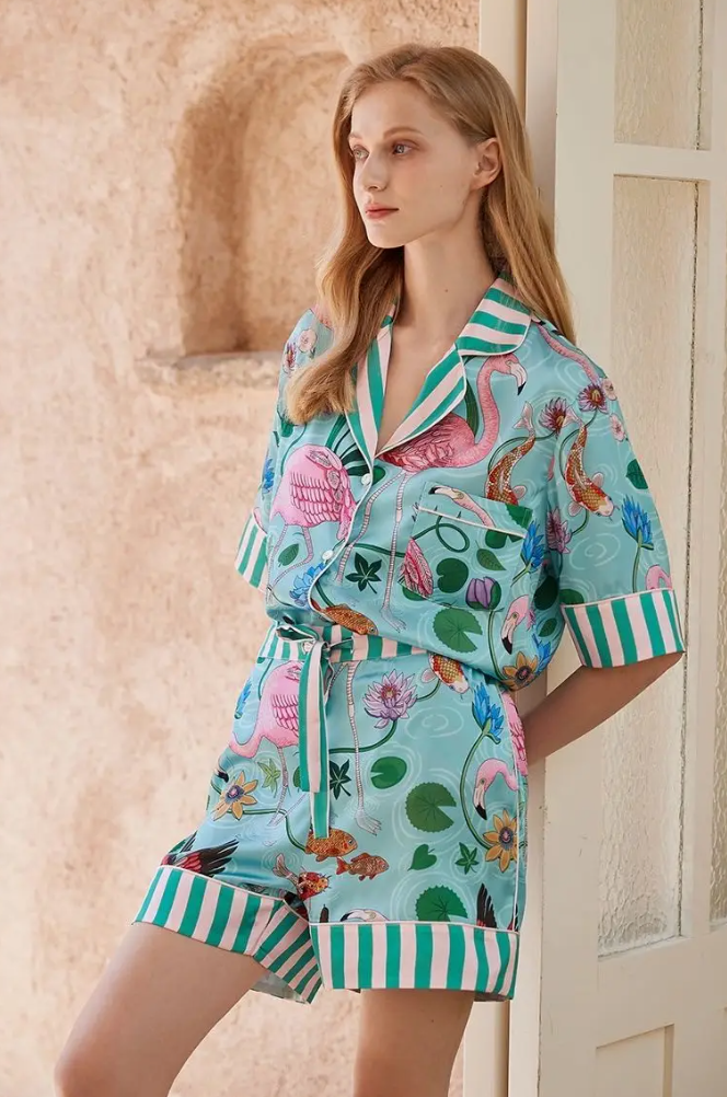 Two Piece Pajama Set Turquoise