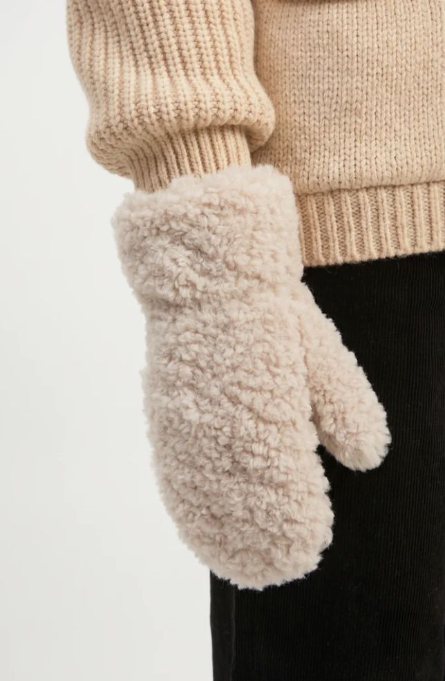 Faux Shearling Mittens Beige