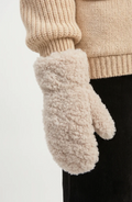 Faux Shearling Mittens Beige