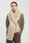 Keyhole Faux Fur Stole Beige