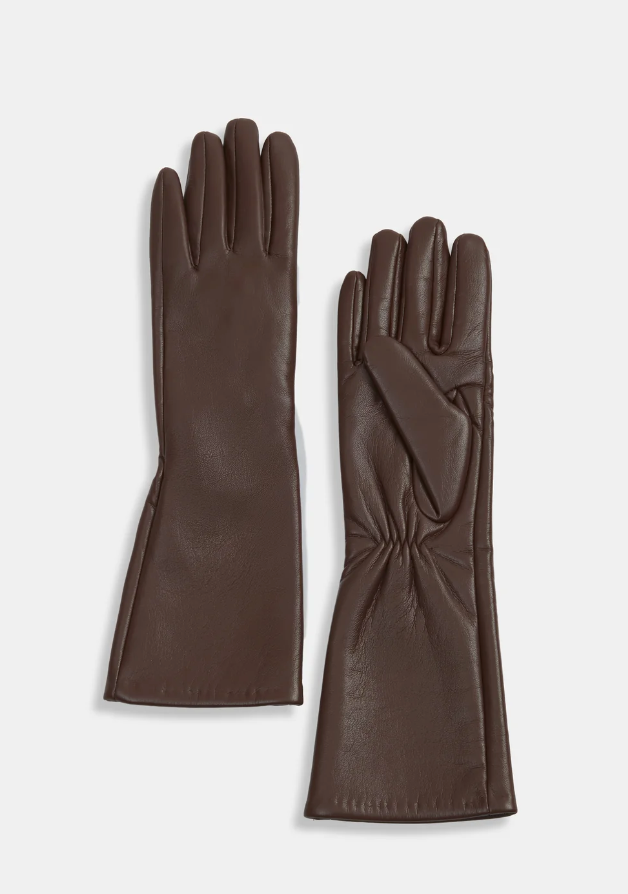 Faux Leather Opera Gloves Brown