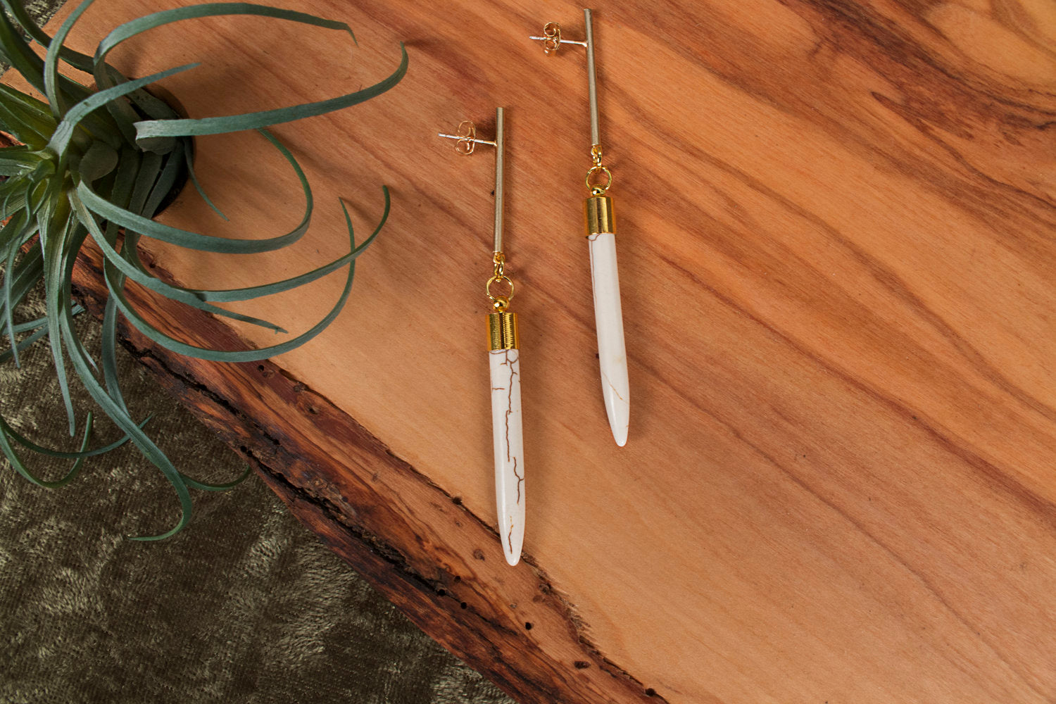 Howlite Spike Post Earrings