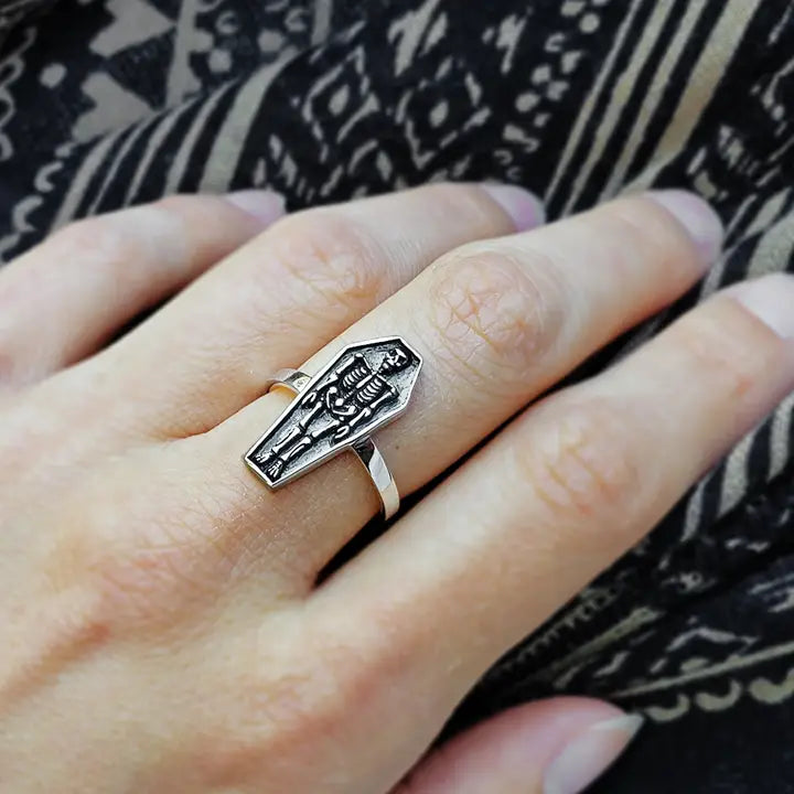 Skeleton Coffin Ring Sterling Size 7