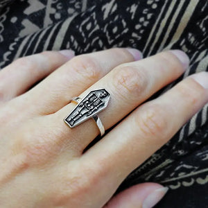 Skeleton Coffin Ring Sterling Size 7