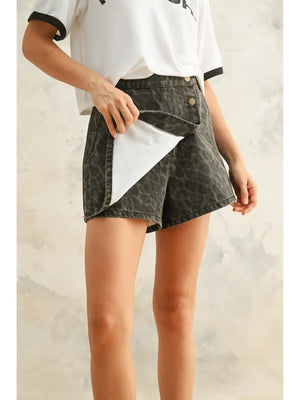 Leopard Denim Skort