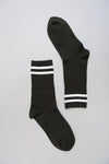 Retro Stripe Cashmere Socks Forest Green