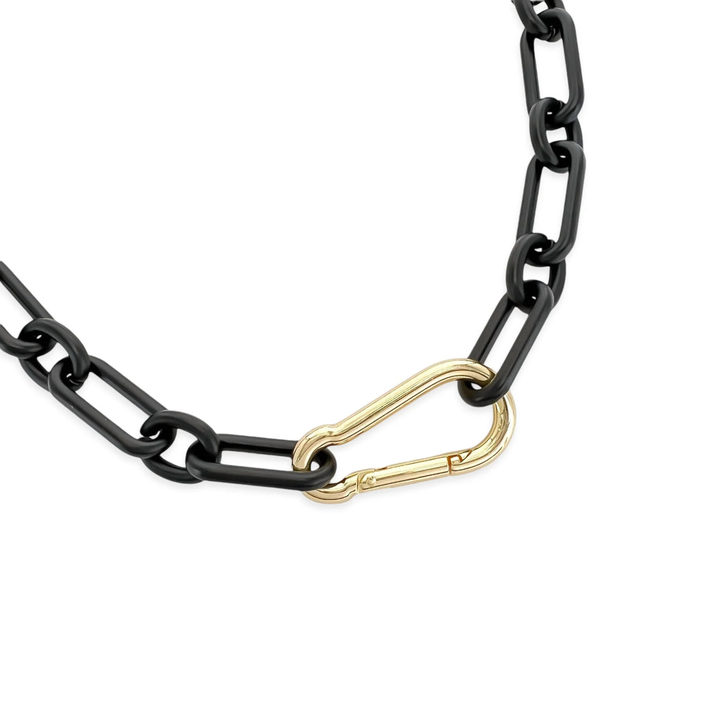 Black Paperclip Chain With Gold Clasp