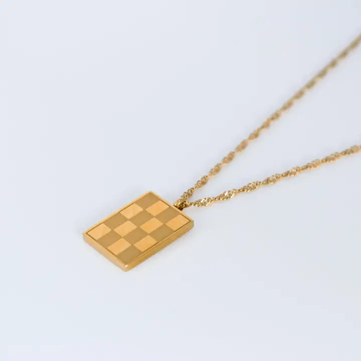 Checkered Necklace Gold