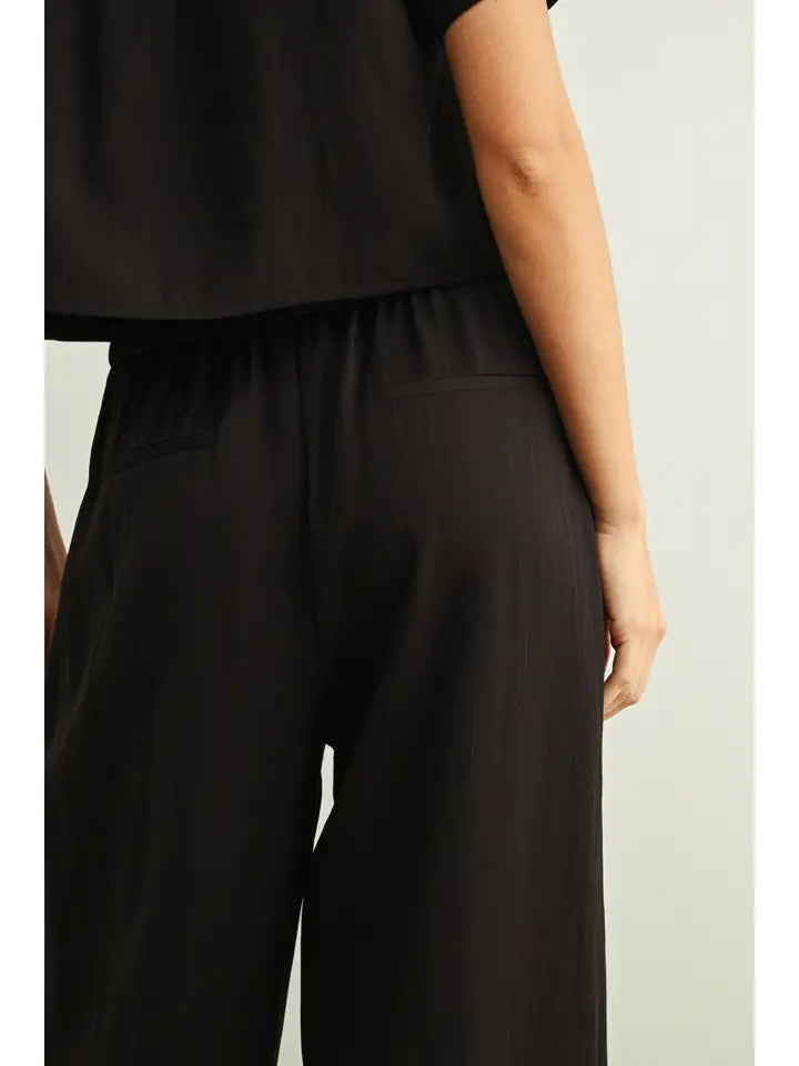 Soft Rayon Wide Leg Pants Black