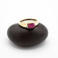 Brass Faceted Ruby Signet Ring