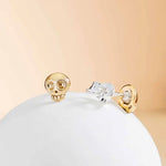 Mini Skull Post Earrings Brass