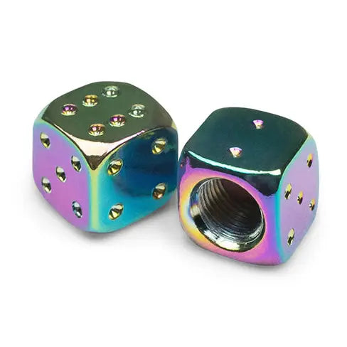 Dice Motorcycle Valve Caps Oil Slick