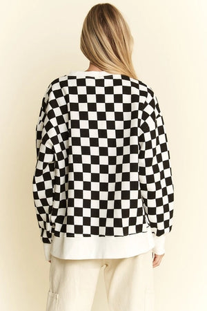 Checkered Sweatshirt Black and White