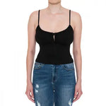 Peasant Tie Tank Top Black