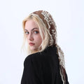 Retro Lace Floral Headscarf Brown