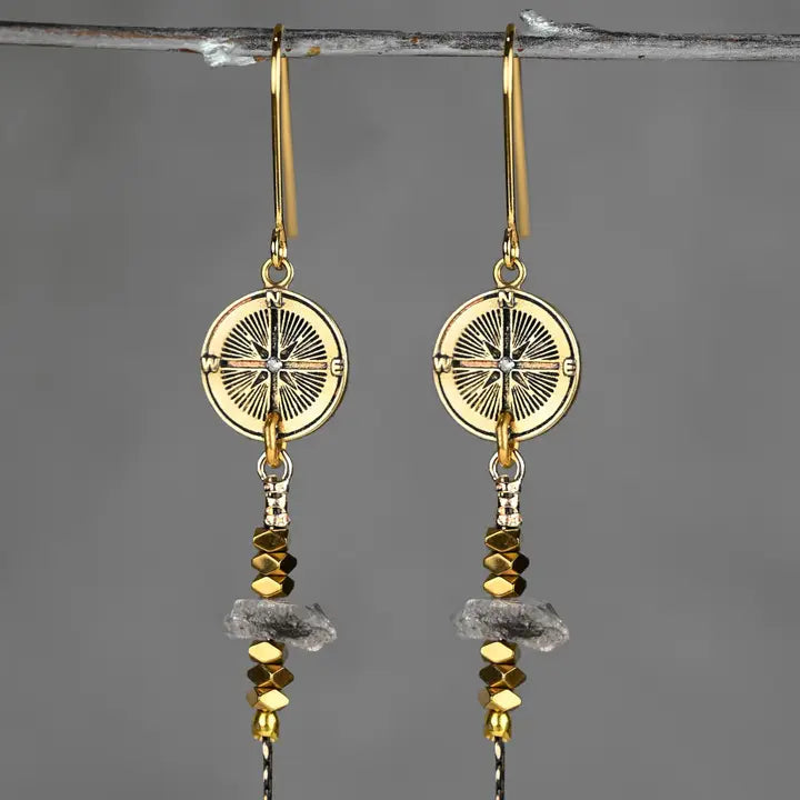 Compass Drop Duster Earrings