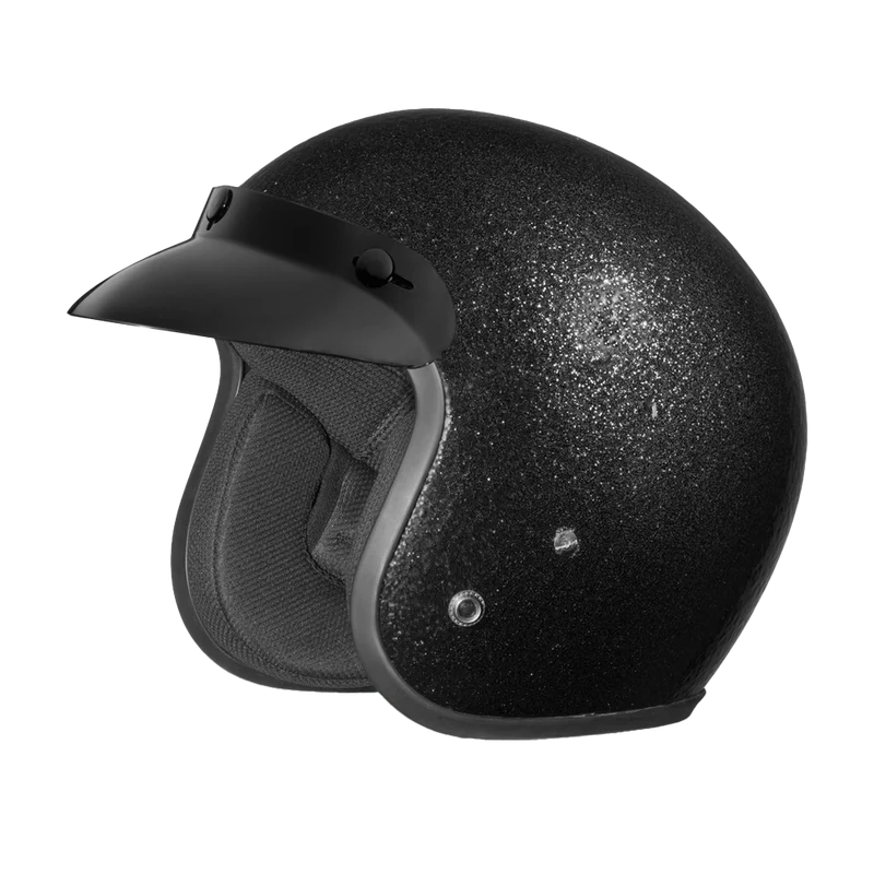 Cruiser Low Profile Open Face Helmet Black Metal Flake