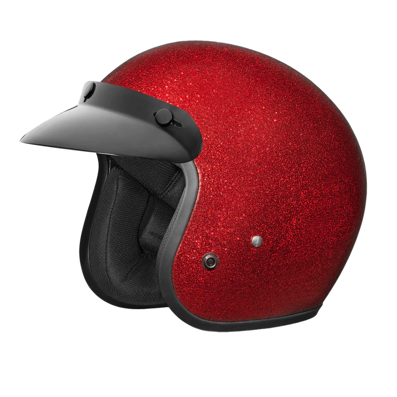 Cruiser Low Profile Open Face Helmet Red Flake