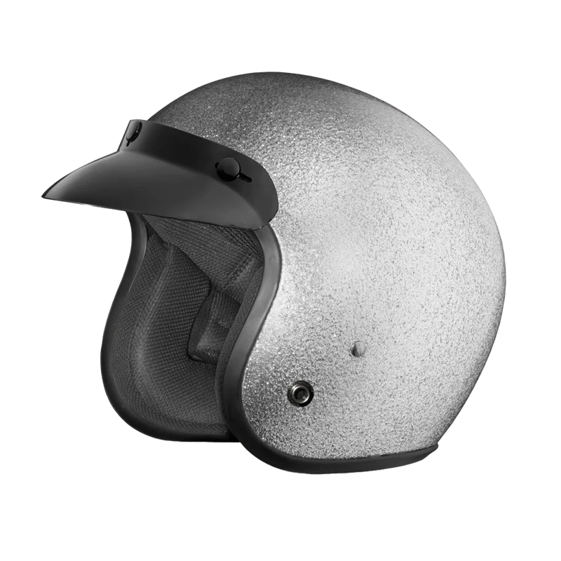 Cruiser Low Profile Open Face Helmet Silver Flake
