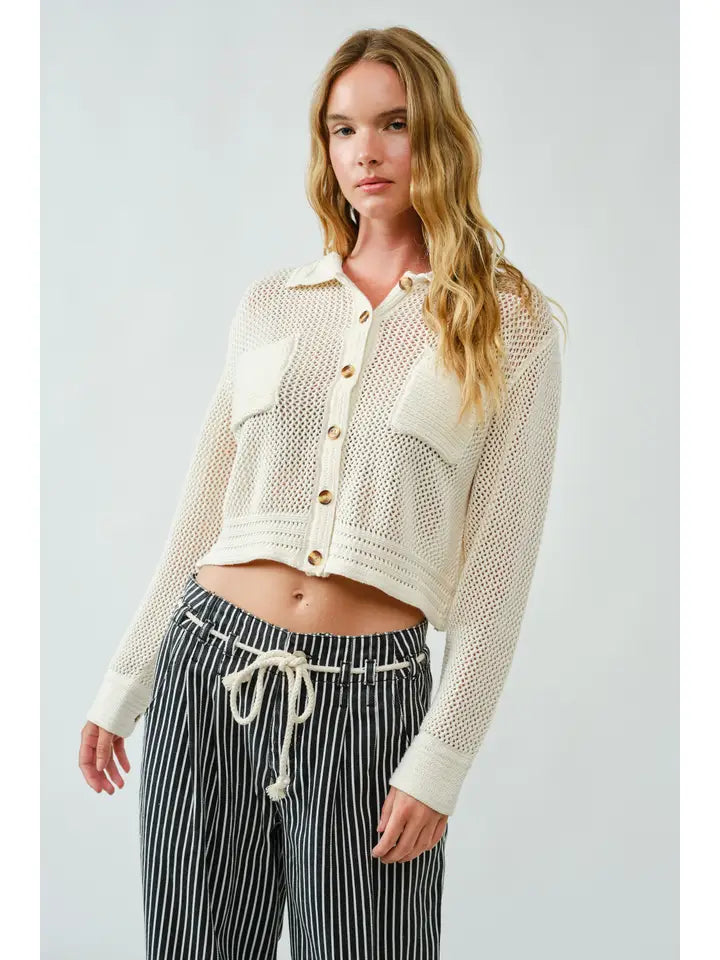 Crocheted Cardigan Butter Cream